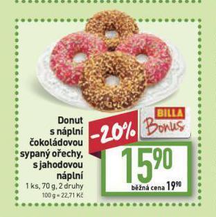 Billa Donut s náplní nabídka