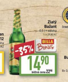 Billa Pivo zlatý bažant nabídka