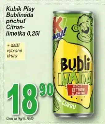 Hruška Kubík Play Bublináda příchuť Citron-limetka 0,251 nabídka