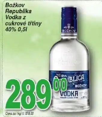 Hruška Božkov Republika Vodka z cukrové třtiny 40% 0,51 nabídka