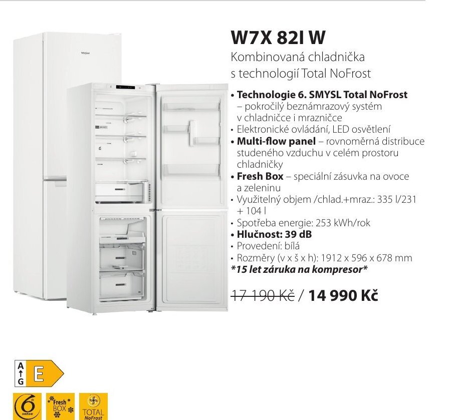 Whirlpool W7X 821 W Kombinovaná chladnička nabídka