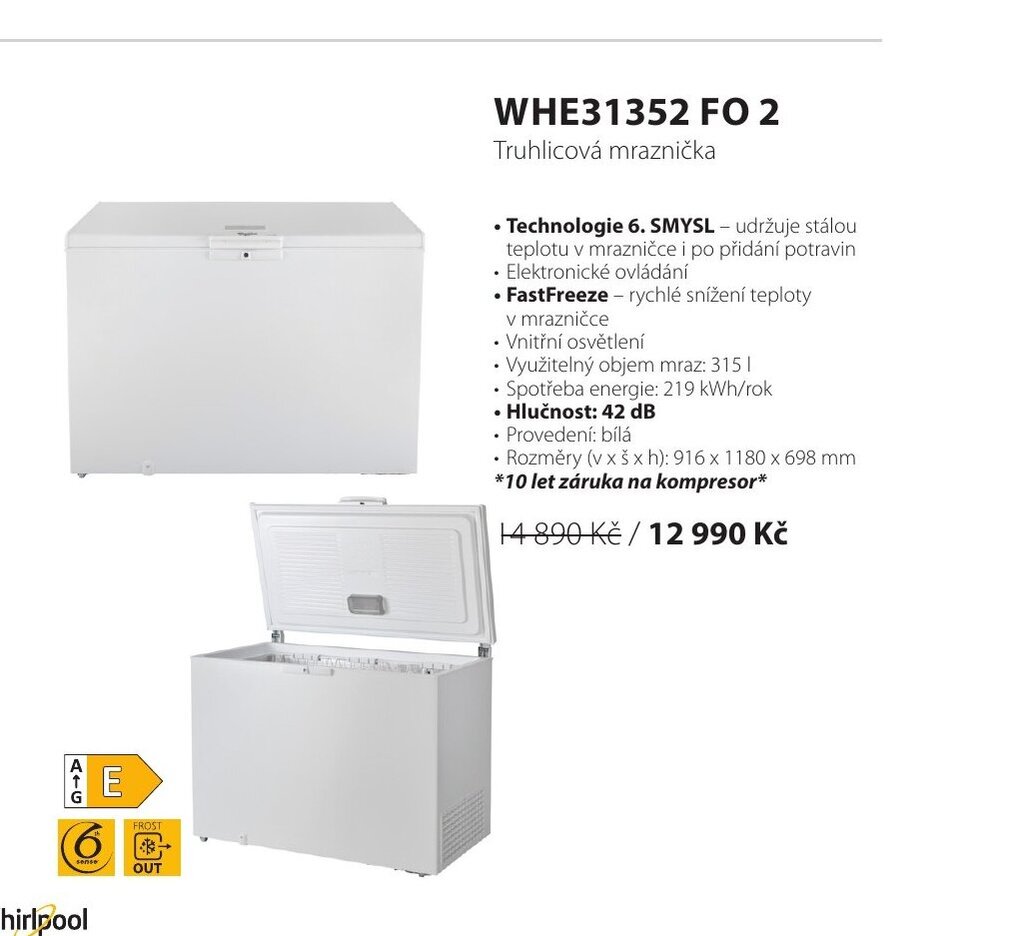 Whirlpool WHE31352 FO 2 Truhlicová mraznička nabídka