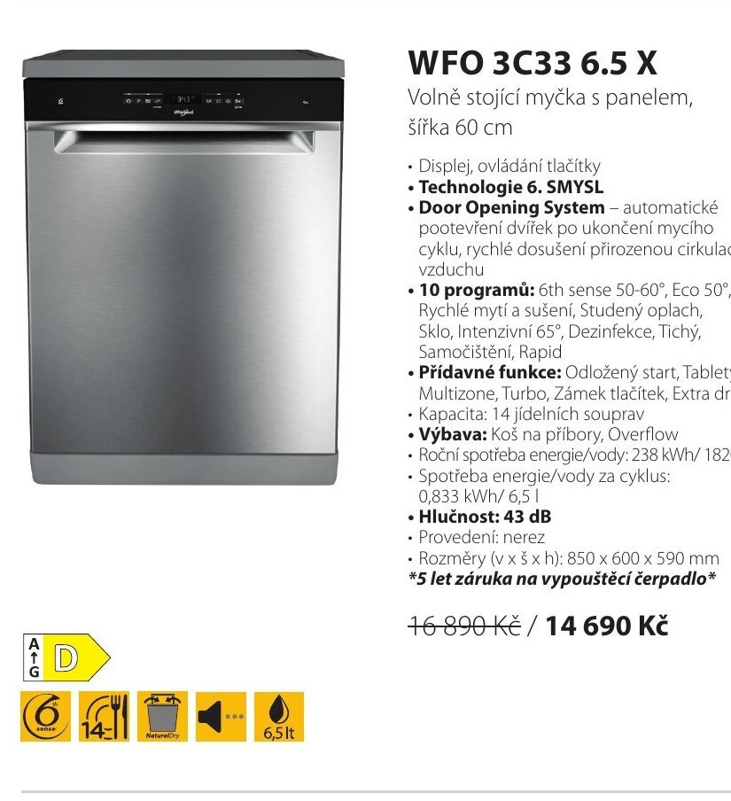 Whirlpool WFO 3C33 6.5 X nabídka