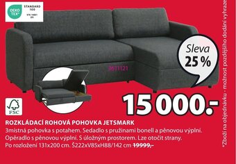 JYSK ROZKLÁDACÍ ROHOVÁ POHOVKA JETSMARK nabídka