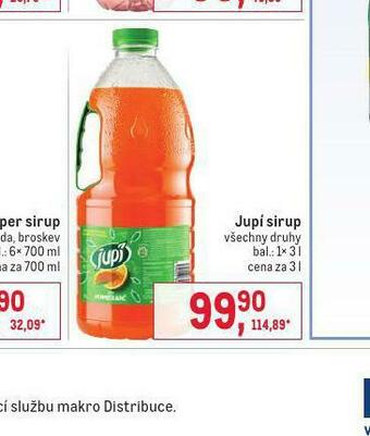 Makro Jupí sirup nabídka