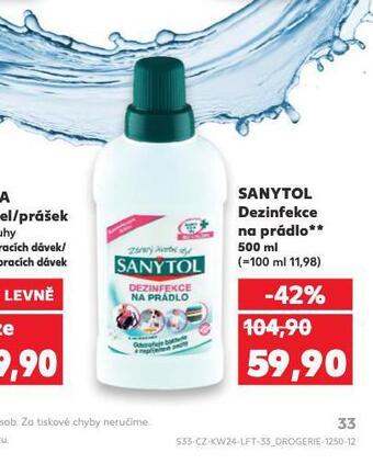 Kaufland Sanytol dezinfekce na prádlo nabídka