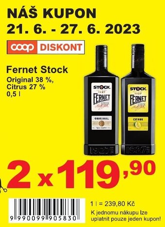 COOP DISKONT Fernet Stock nabídka