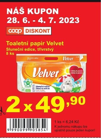 COOP DISKONT Toaletní papír Velvet nabídka