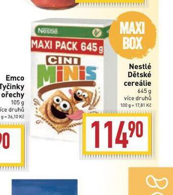 Billa Nestlé dětské cereálie nabídka