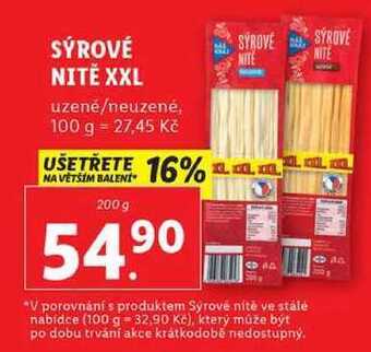 Lidl Sýrové nitě xxl, 200 g nabídka
