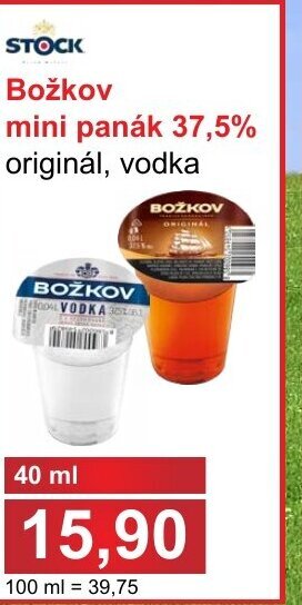 PLUS JIP Božkov mini panák 37,5% originál, vodka nabídka