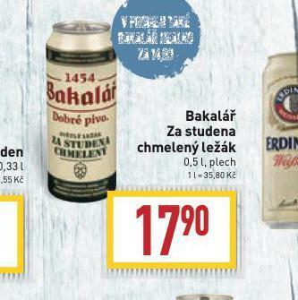 Billa Bakalář za studena chmelený ležák nabídka