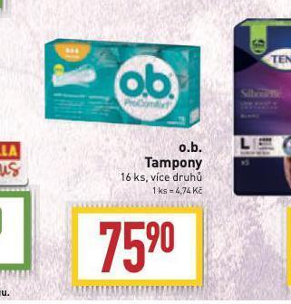 Billa O.b.. tampony nabídka