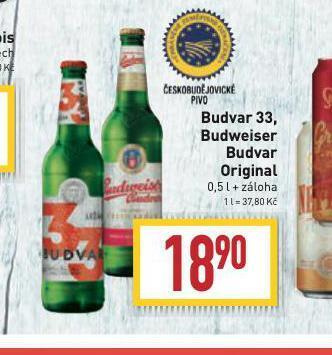 Billa Pivo budweiser budvar original nabídka