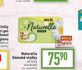 Billa Naturella dámské vložky nabídka