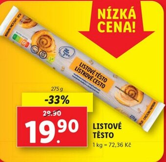 Lidl LISTOVÉ TĚSTO nabídka