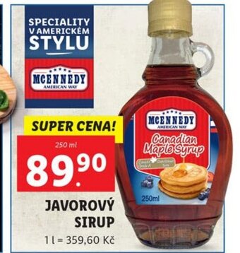 Lidl JAVOROVÝ SIRUP nabídka