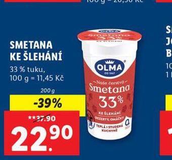 Lidl Olma smetana ke šlehání nabídka
