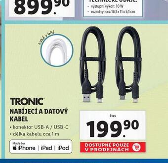 Nabíjecí a datový kabel tronic