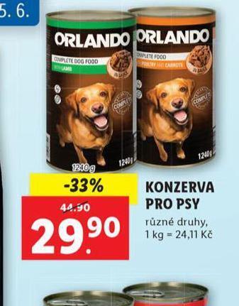 Lidl Orlando konzerva pro psy nabídka