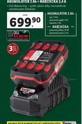 Lidl Akumulátor 2 ah + nabíječka 2,4 a nabídka