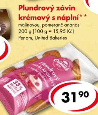 CBA Plundrový závin krémový s náplní nabídka
