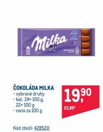 Makro ČOKOLÁDA MILKA nabídka