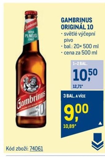 Makro GAMBRINUS ORIGINÁL 10 nabídka