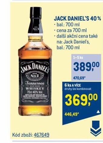 Makro JACK DANIEL'S 40% nabídka
