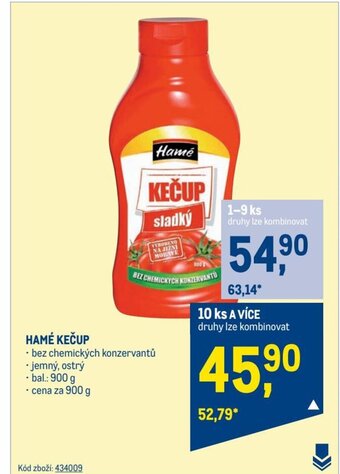 Makro HAMÉ KEČUP nabídka