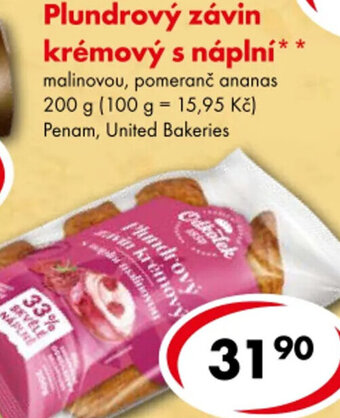 CBA Plundrový závin krémový s náplní nabídka