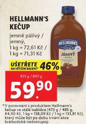 Lidl Hellmann's kečup, 825 g/840 g nabídka