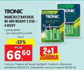 Lidl Nabíjecí baterie ni-mh ready 2 use - 4 kusy nabídka