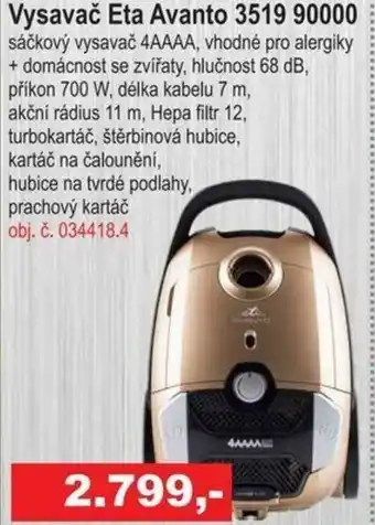 Elektro Spáčil Vysavač Eta Avanto 3519 90000 nabídka