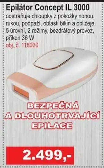 Epilátor Concept IL 3000 odstraňuje chloupky z pokožky nohou