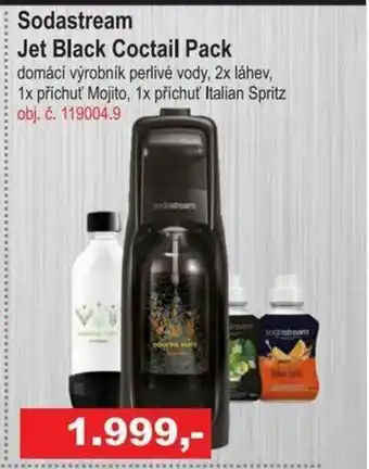 Elektro Spáčil Sodastream Jet Black Coctail Pack domácí výrobník perlivé vody, 2x láhev, 1x příchuť' Mojito, 1x příchuť' Italian Spritz nabídka