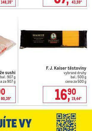 Makro F.j. kaiser těstoviny nabídka