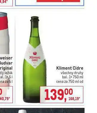Makro Kliment cider nabídka