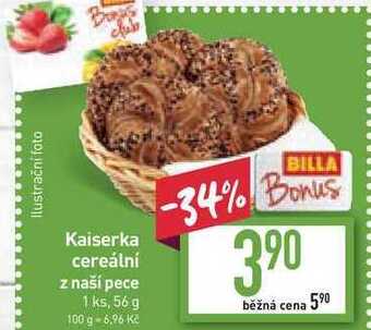 Billa Kaiserka cereální z naší pece 1 ks, 56 g nabídka