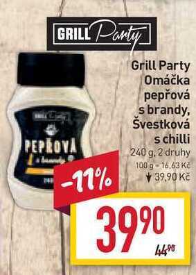 Billa Grill party omáčka pepřová s brandy 240 g nabídka
