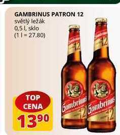 Flop Gambrinus patron 12 světlý ležák 0,5 l nabídka