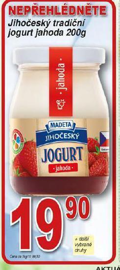 Hruška Jihočeský tradiční jogurt jahoda nabídka