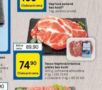 Tesco Vepřová krkovice plátky bez kosti nabídka