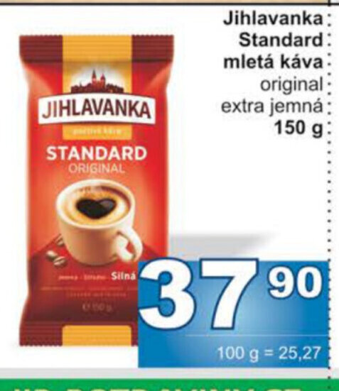 Jip Jihlavanka: Standard: mletá káva: original extra jemná: nabídka