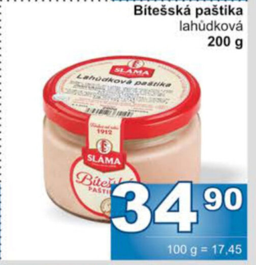 Jip 100 g = 51,80 Bítešská paštika lahůdková nabídka