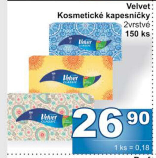 Jip Velvet: Kosmetické kapesníčky: nabídka