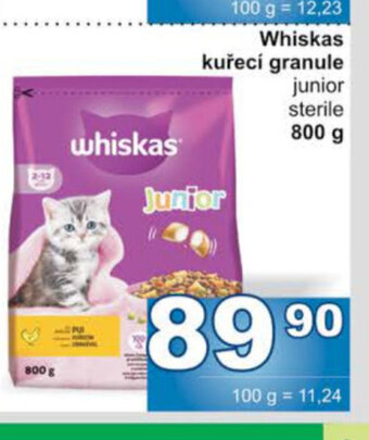Jip whiskas kuřecí granule junior sterile nabídka