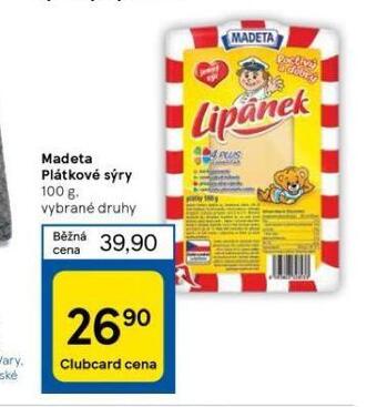 Tesco Madeta plátkový sýr nabídka