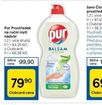 Tesco Pur prostředek na ruční mytí nádobí nabídka