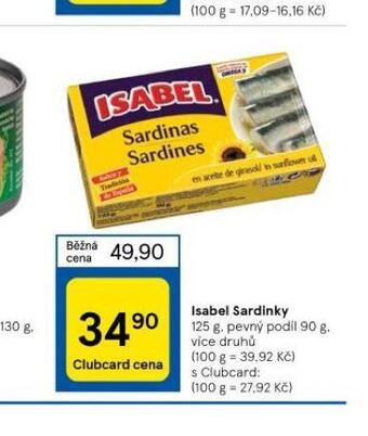 Tesco Isabel sardinky nabídka